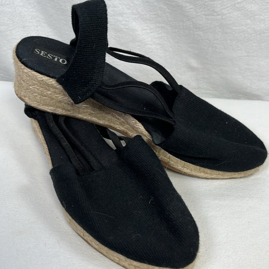 Sesto Meucci Black Espadrilles Sz 10 Spring Easter Mothers Day Graduation Weddin